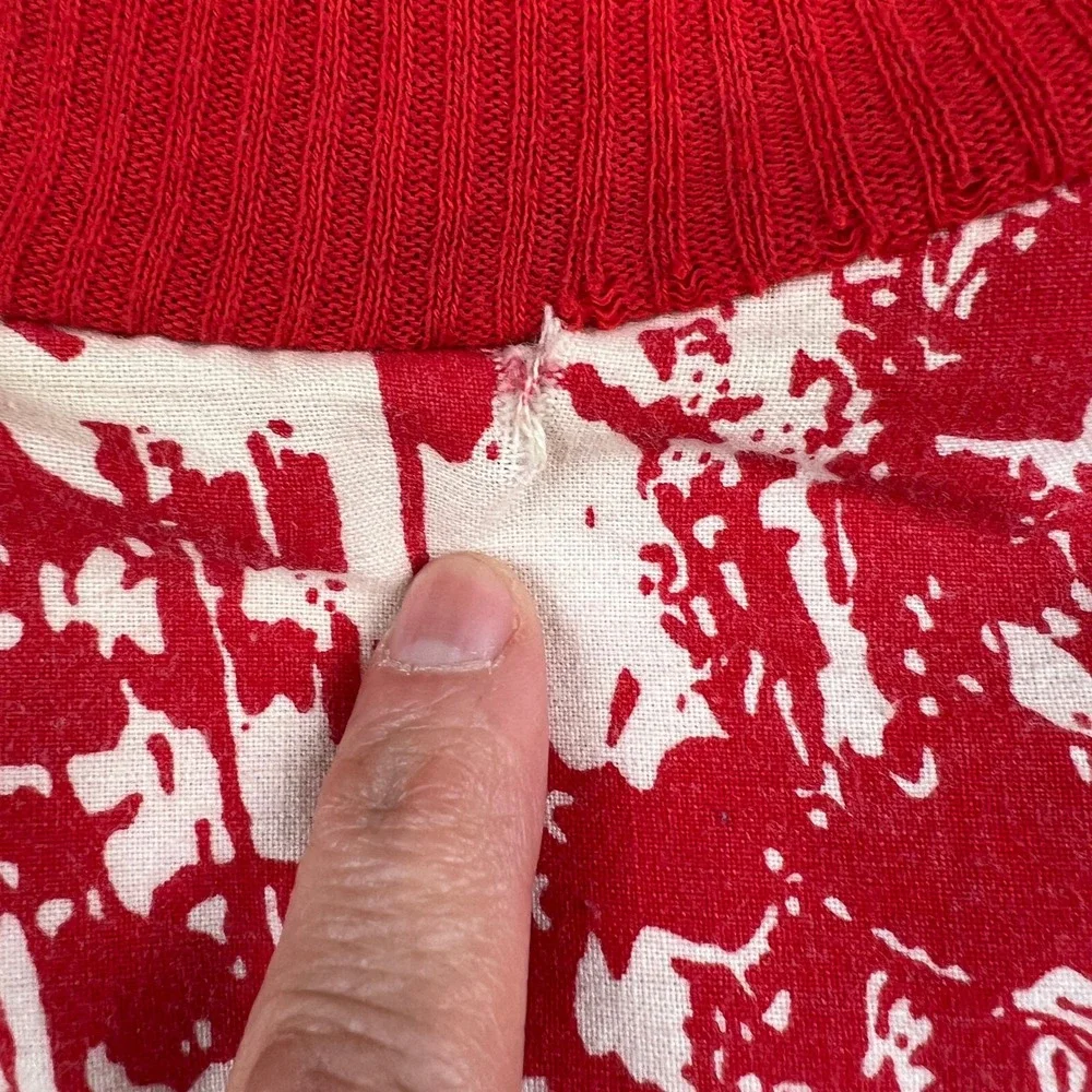 Vtg Crewneck Sweater XL‎ Box 1 Red White Abstract Graphic AOP 90s Streetwear Art